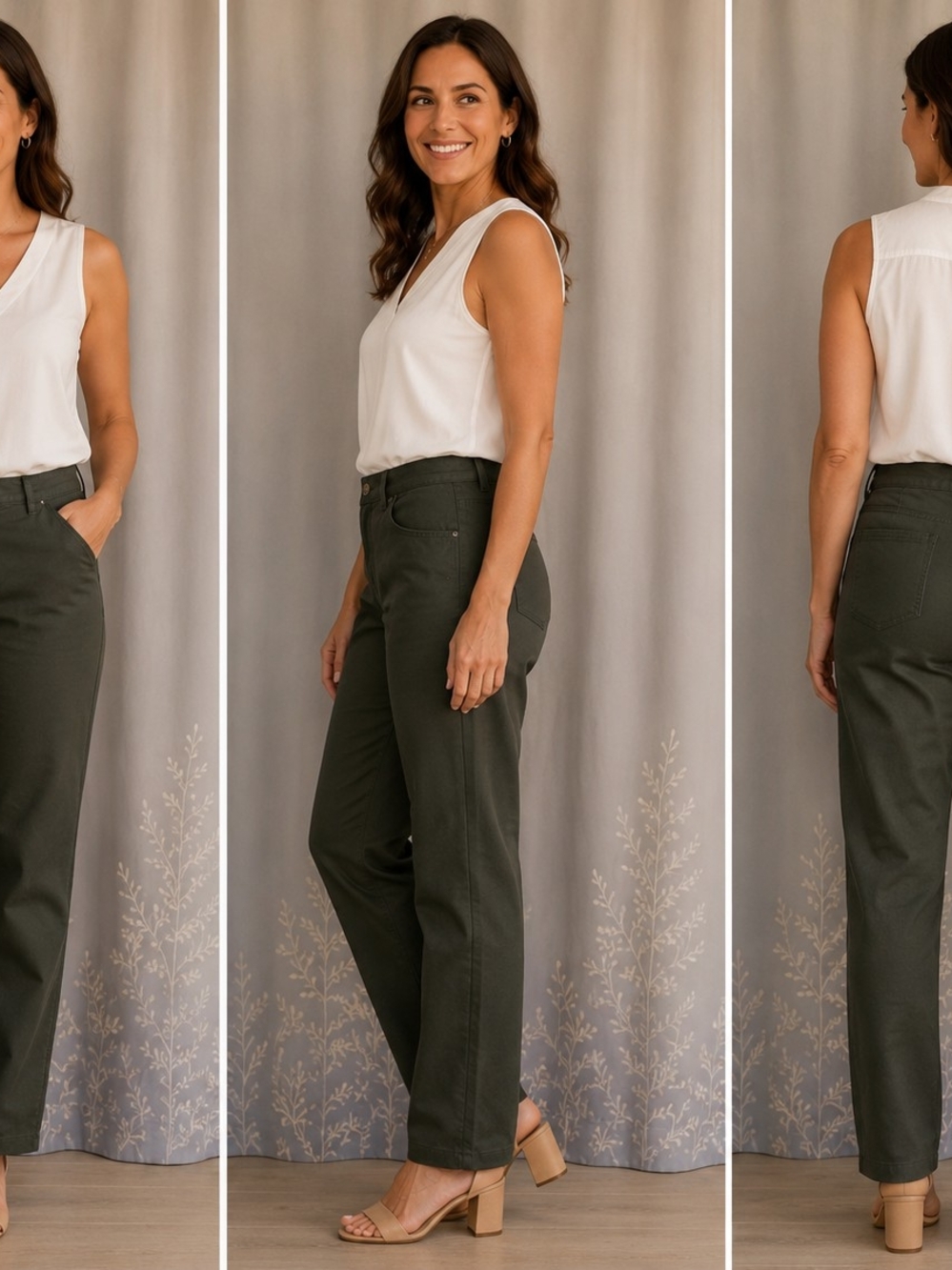one 5 one Olive Straight Leg High-Rise Pants